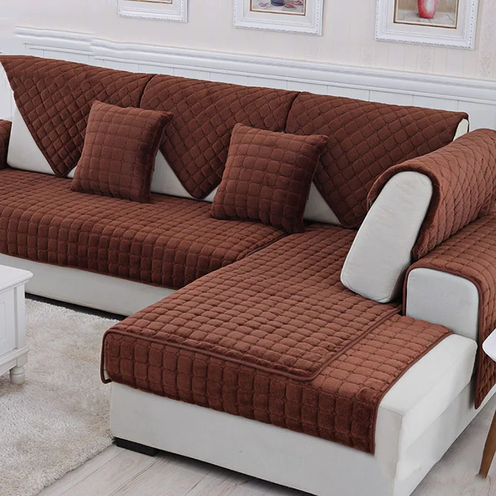 1PCS brown 3D каменный узор чехол для дивана полотенце чехол плюшевая ткань диван нескользящий чехол для дивана Угловое полотенце коврики для гостиной 1 шт - Цвет: 1PCS brown