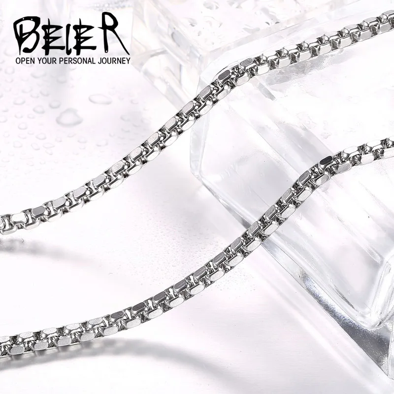 Beier 2.5mm/3mm/4mm Stainless Steel Necklace long Chain Trendy Boy Man BN1009 |