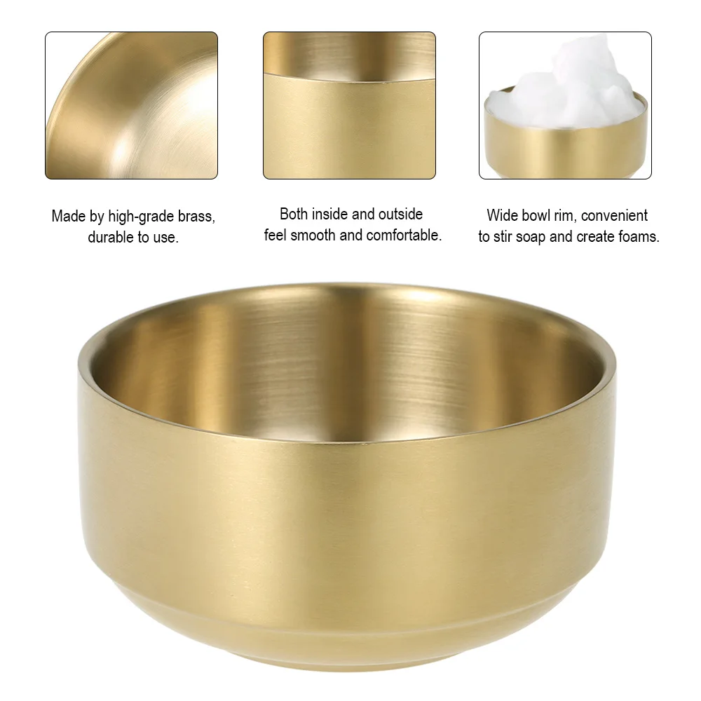 Abody Men's Metal Shaving Bowl Barber With Gold Brass Soap Mug Cup Face Cleaning Soap Bowl for Razor Shaving Brush - Цвет: S