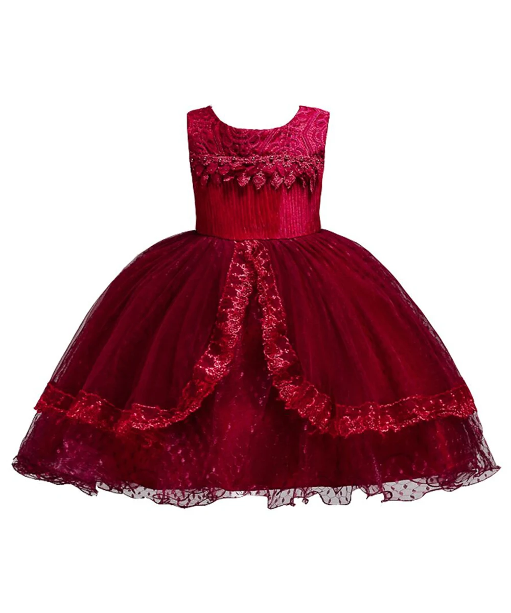 Детское Кружевное Платье До Колена с цветами|Цветочные платья для девочек| |