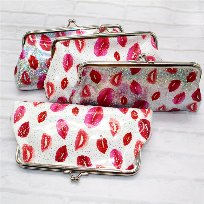 Модные женские кошельки для девочек кошелек с принтом губ и застежкой ключница