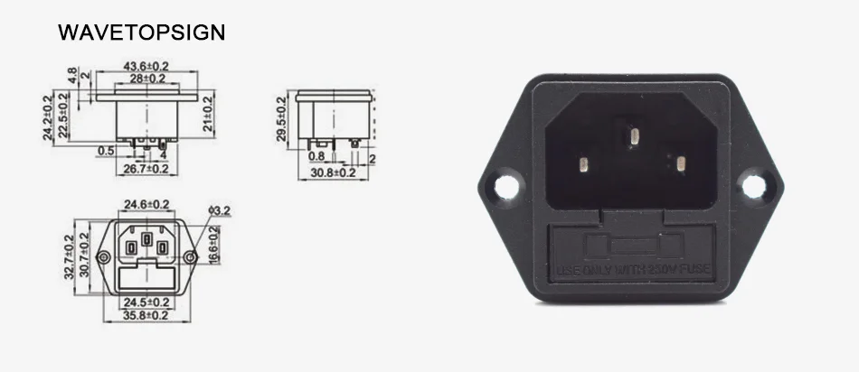 4 шт./лот AC-03 3pin в одном AC мощность разъем характер 10A/250 В в мужской разъем