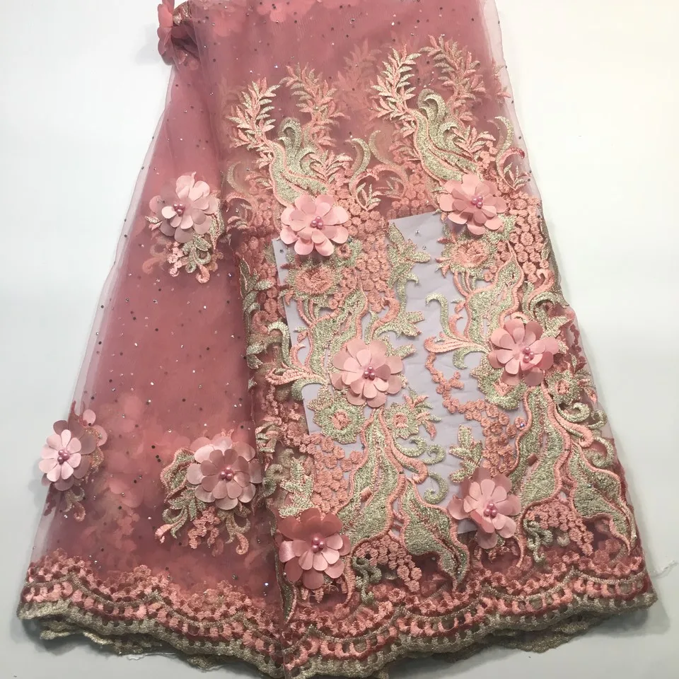 Высококачественная Тюлевая кружевная ткань 2021 новейшая африканская 3d Цветочная