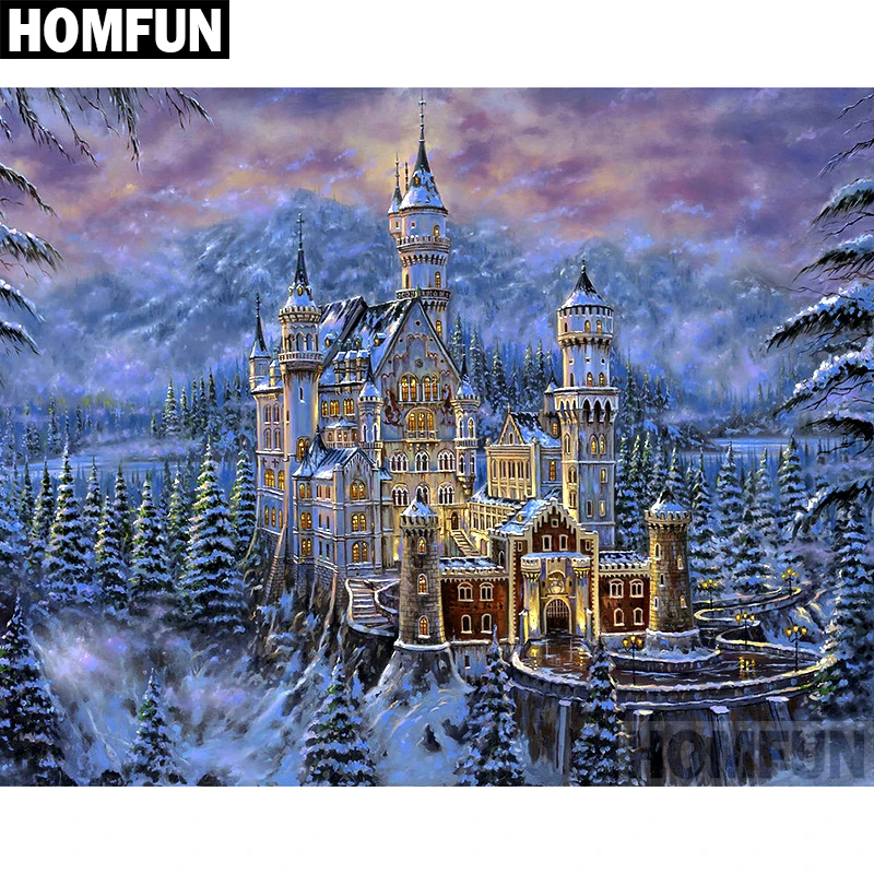 

HOMFUN Full Square/Round Drill 5D DIY Diamond Painting "Forest Castle" Embroidery Cross Stitch 5D Home Decor Gift A02309