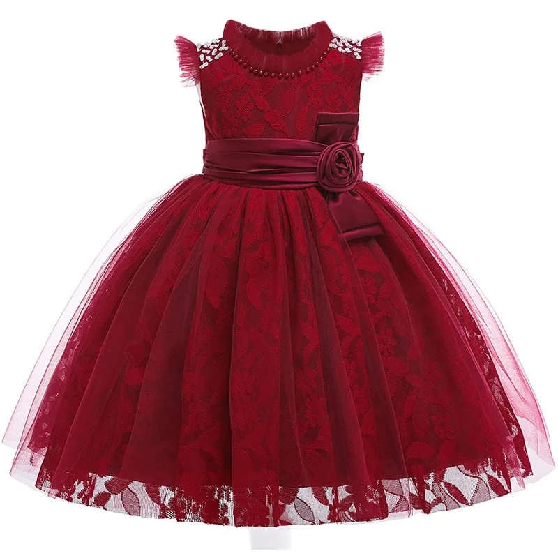 wine red Свадебные Вечерние платья из высококачественного шелка и сатина для девочек коллекция года, мягкое фатиновое платье для первого причастия Пышное Платье для девочек детское платье для выпускного вечера - Цвет: wine red