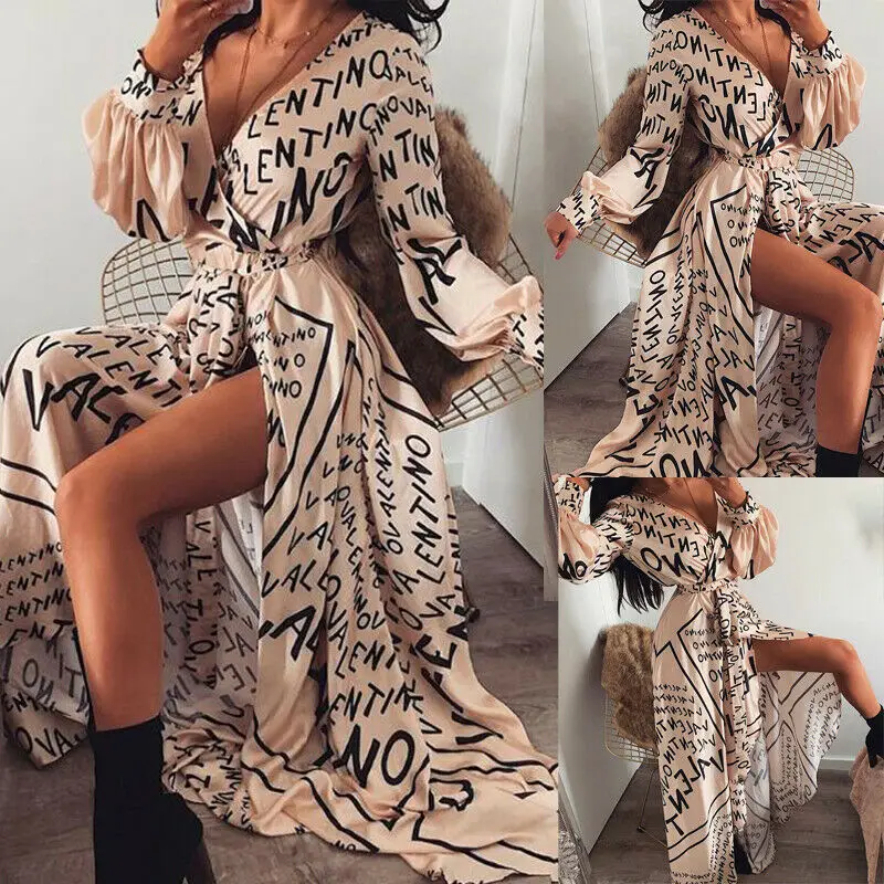 Женское пляжное платье Berman длинное Повседневное с длинным рукавом и принтом в