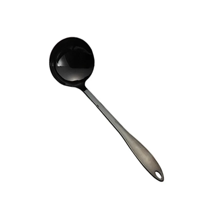 Soup Spoon 1 шт. титановая Черная кухонная утварь, кухонная ложка-Лопатка, набор, Континентальная домашняя кухонная большая ложка, белая кухонная посуда - Цвет: Soup Spoon