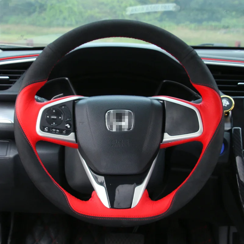 38 см для Honda Civic 10th 2016 2017 2018 чехол рулевого колеса автомобиля ручной работы DIY