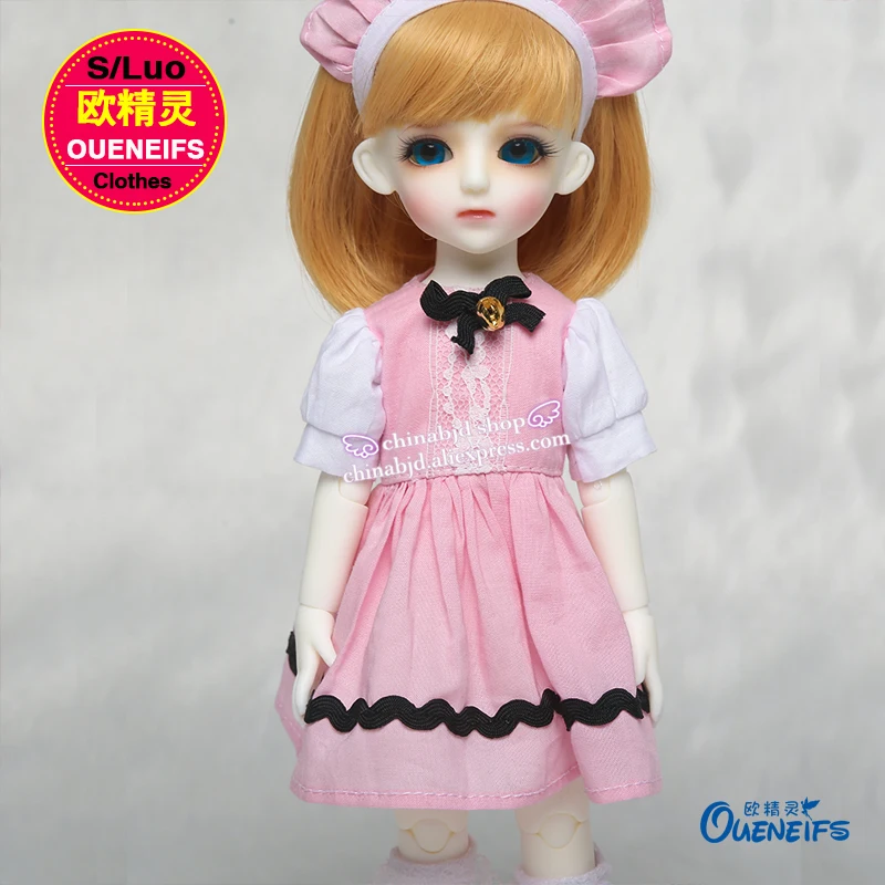 Одежда для куклы BJD SD 1/6 наряд розовые платья фартук в клетку аниме-униформа