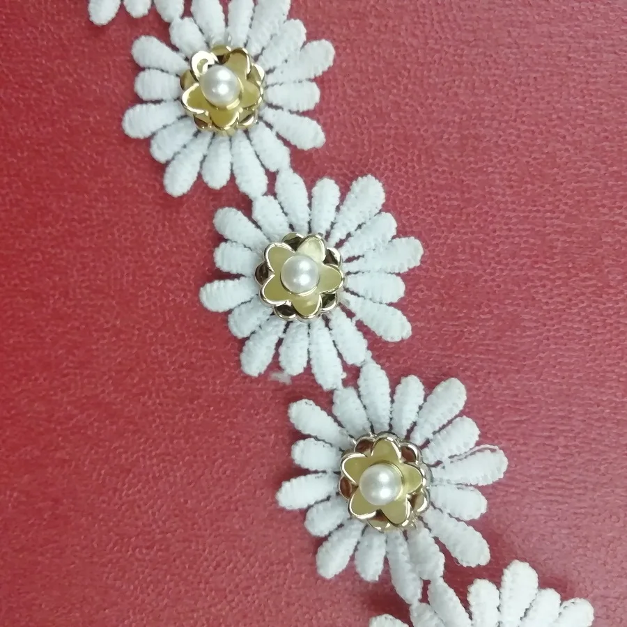 1 ярд гипюр кружевной ткани Отделка ленты пришить на цветок для вышивки ремесла