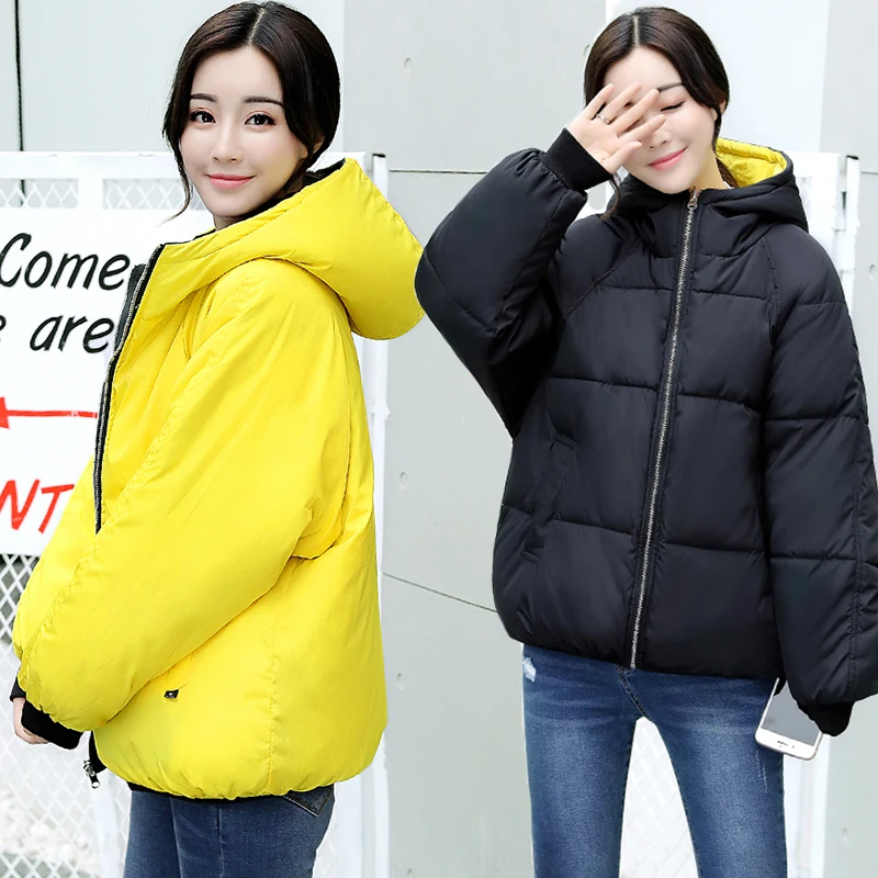 Двусторонняя одежда Casaco Feminino Inverno Утепленная зимняя куртка с капюшоном новинка