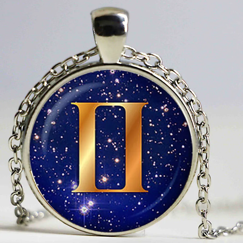 Подвеска в виде знака зодиака из голубого стекла Gemini ожерелье драгоценных камней