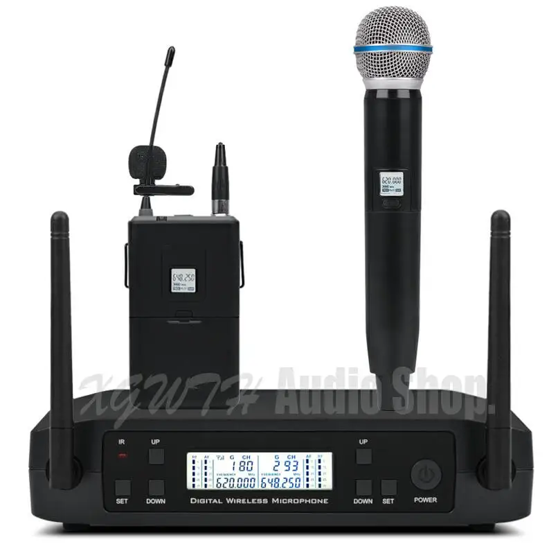 1 Laval 1 Handheld UHF GLXD4 Караоке ручной музыкальный инструмент поясной беспроводной микрофон 2 канала частота регулируемая профессиональная система - Цвет: 1 Laval 1 Handheld