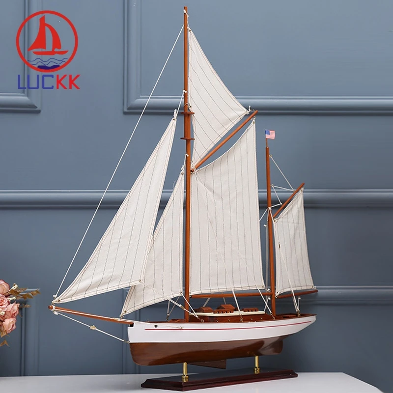 Деревянная модель корабля LUCKK 90 см в американском стиле винтажное белое