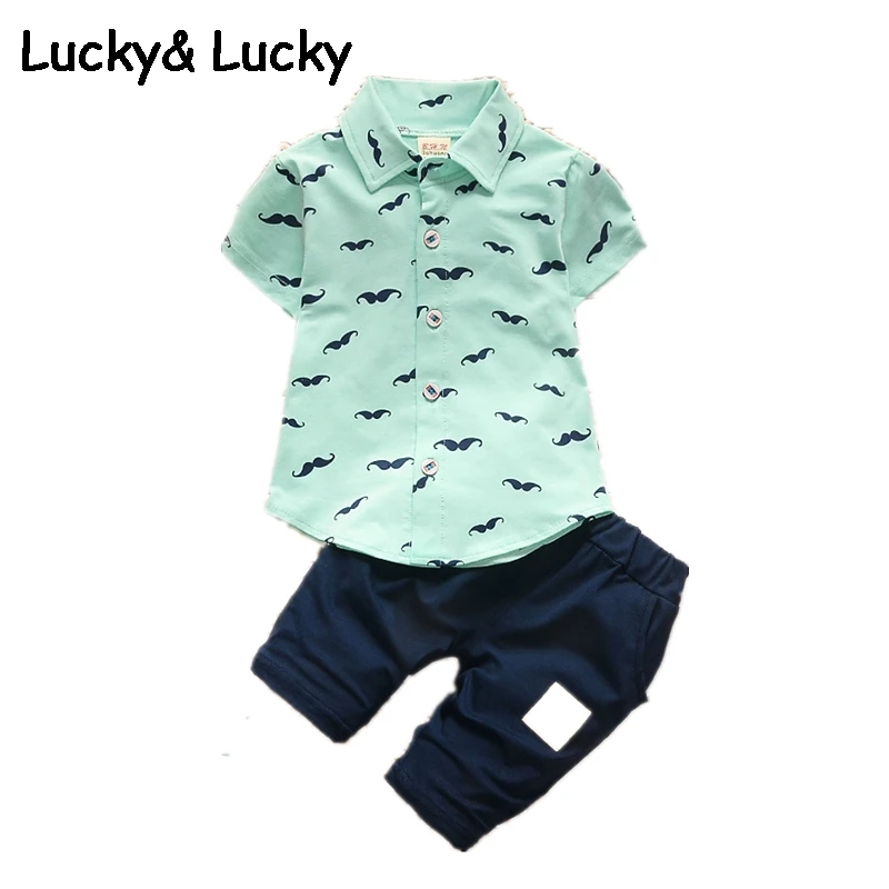 Baby boy clothes cotton baby clothing set short sleeve Beard printed casual style |