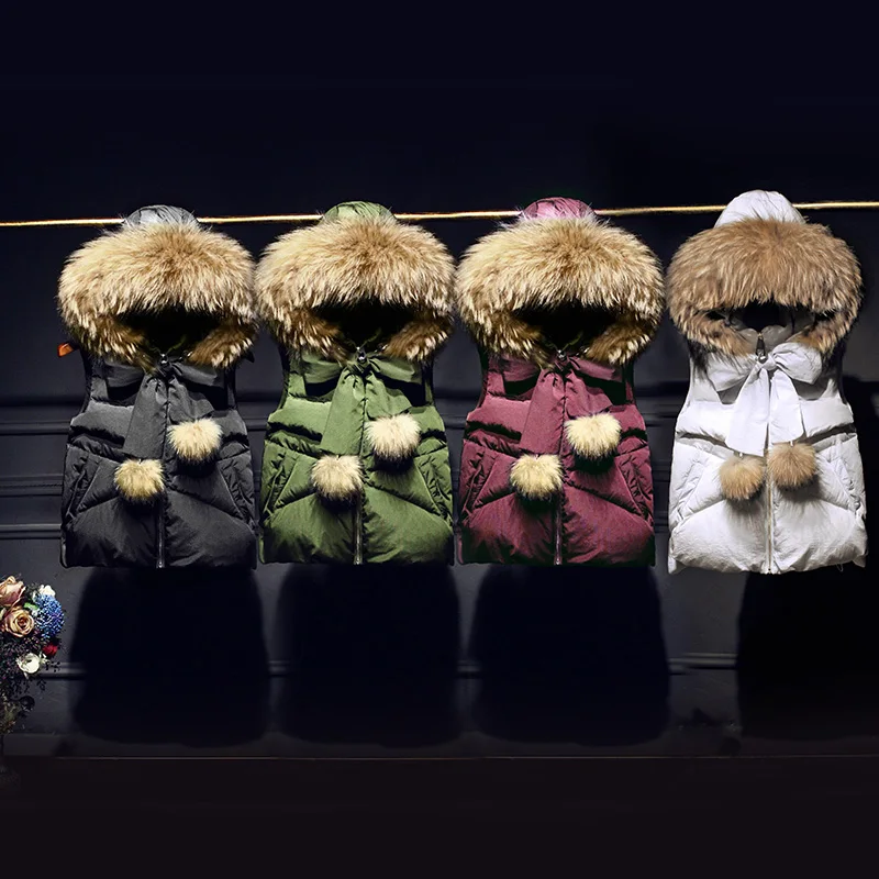 Женский пуховик с большим натуральным мехом короткая куртка в Корейском стиле
