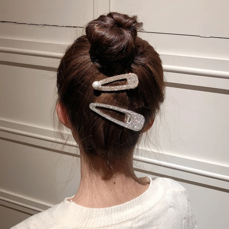 Женская заколка для волос с кристаллами и жемчугом |