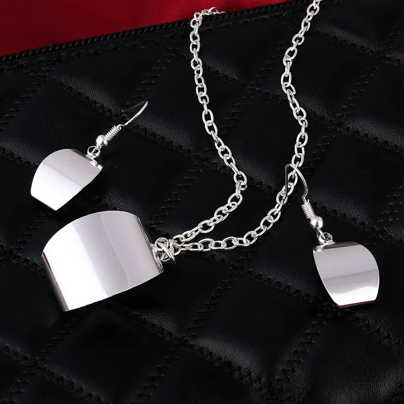 Длинная цепочка Посеребренные Ювелирные наборы свадебные геометрические