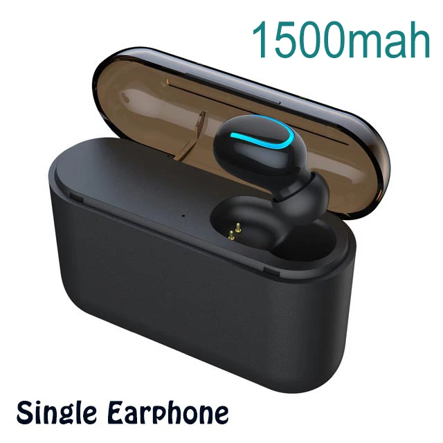 Single black Новинка Bluetooth 5,0, наушники TWS, беспроводные наушники IPX5, водонепроницаемые наушники, Спортивная стереогарнитура, глубокий бас, для iphone, samsung, HBQ - Цвет: Single black