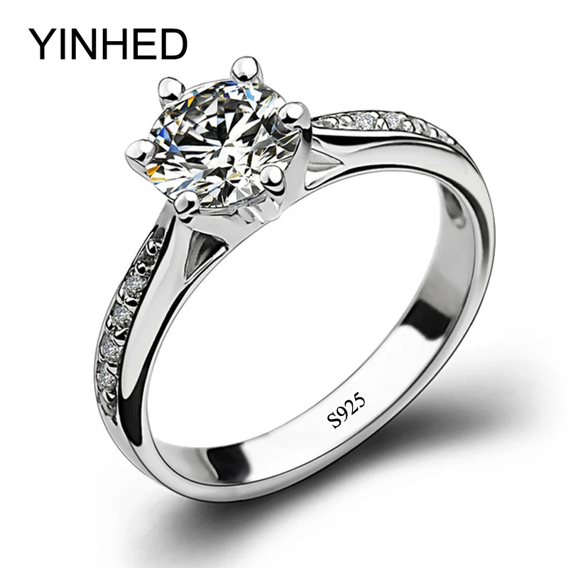 Женское Обручальное Кольцо YINHED обручальное кольцо из настоящего серебра 925 пробы