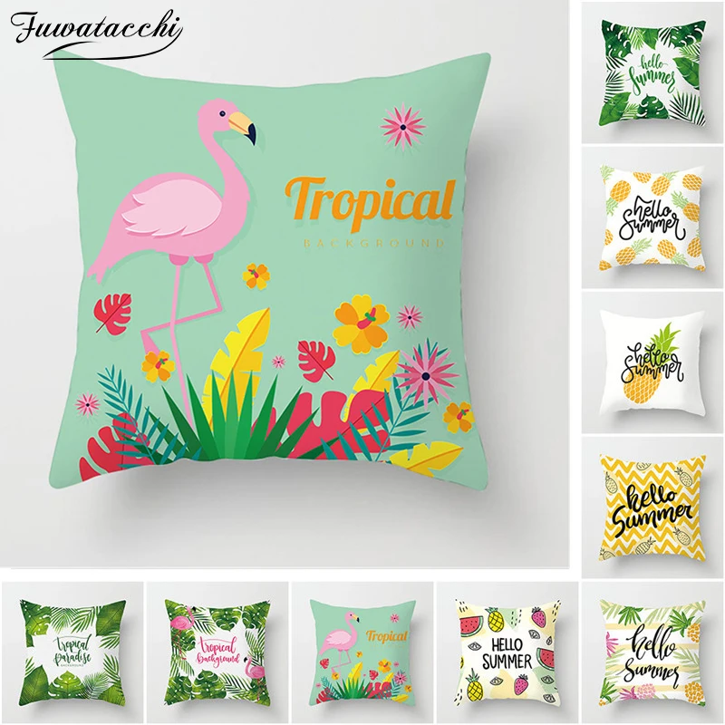 Fuwatacchi Фламинго Цветочная Подушка &quotАнанас&quot чехол для подушки с принтом