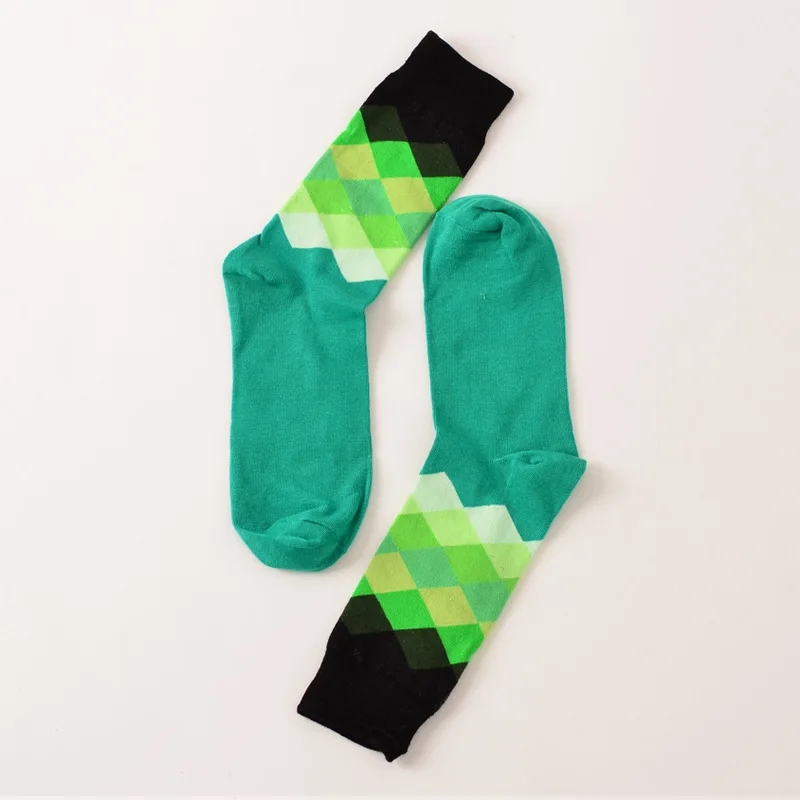 Socks green Сетчатые забавные счастливые носки в британском стиле, женские носки с суб-градиентом, чистый хлопок, длинные носки в полоску из хлопка, Chaussette femme Meais - Цвет: Socks green