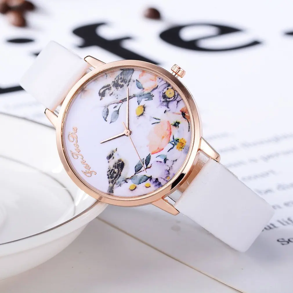 Кварцевые часы с круглыми циферблатами женские модные кожаным ремешком|Женские