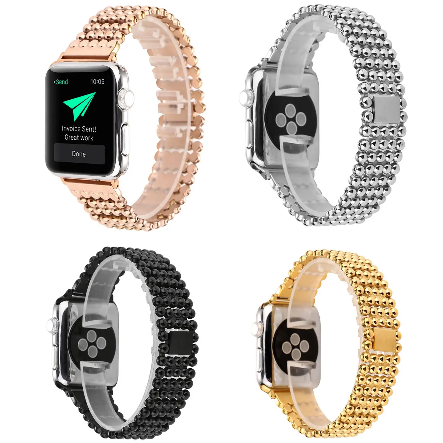 Роскошный браслет с шариками для Apple Watch Series 3 2 1 металлический iWatch 38/42 мм Вт