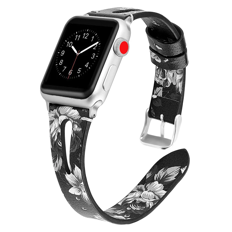 Ремешок из натуральной кожи для apple watch band 40 мм 38 44 42 браслет с принтом iwatch correa series