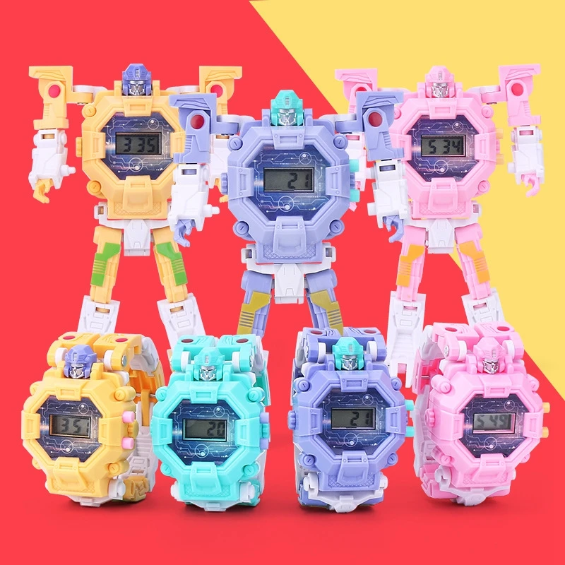 Деформация робот часы трансформации наручные детские игрушки электронные