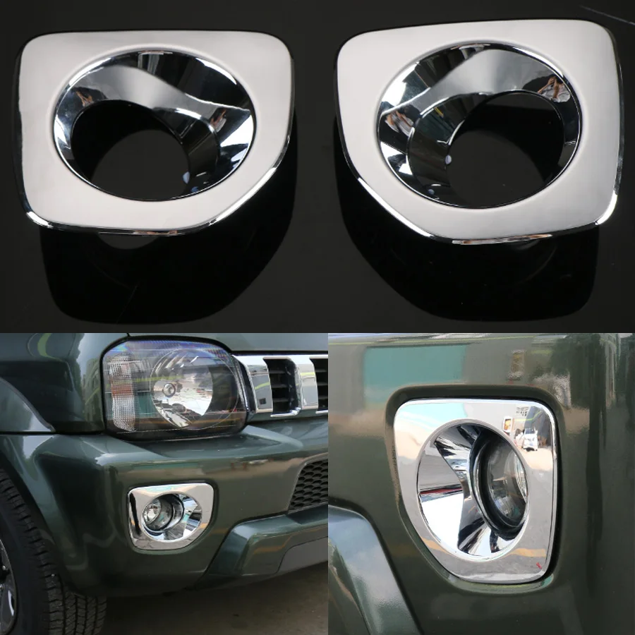 

YAQUICKA 2 шт./компл. хромированный ABS автомобильный передний противотуманный светильник, крышка лампы, накладка на раму, Стайлинг автомобиля, блестки для Suzuki Jimny 2012-2015 автомобильные чехлы