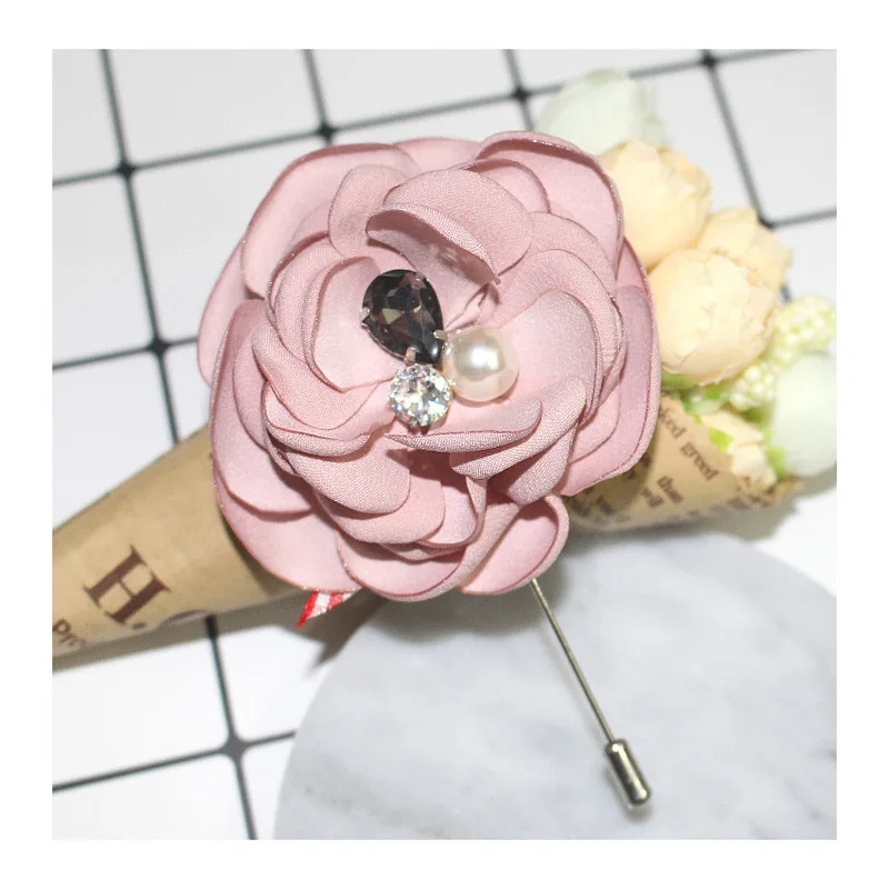 2018 корейский имитация жемчуга брошь цветок ткани Кристалл Длинные Pin корсаж для
