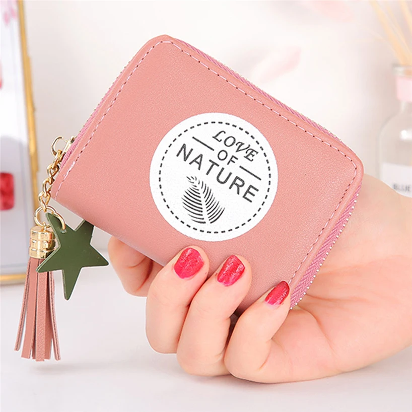 Aelicy Для женщин на молнии пу кожаная монета кошелек Роскошные кисточкой дизайн