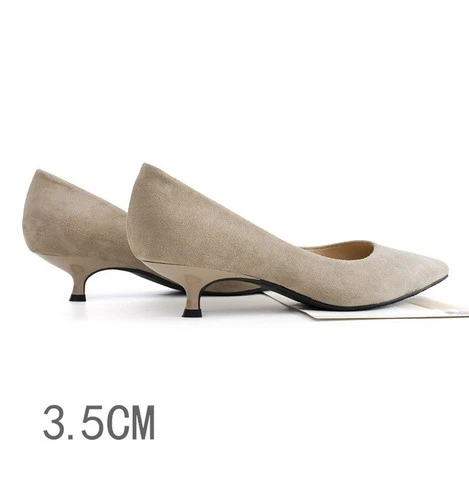 Nude 3.5cm JIANBUDAN/Замшевые женские офисные туфли-лодочки удобные осенние туфли на высоком каблуке 3,5/5/6,5 см, Женская обувь в деловом стиле размер 34-41 - Цвет: Nude 3.5cm