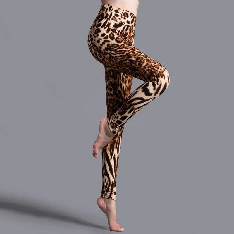 Big leopard YGYEEG новые женские леггинсы, уличные хлопковые леггинсы, повседневные леггинсы с цветочным принтом, мягкие модные женские брюки с граффити - Цвет: Big leopard