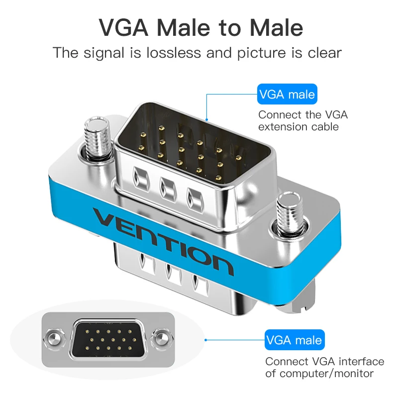 Vention VGA к адаптер Мужской женскому HD15 Pin пол Changer конвертер для мониторов