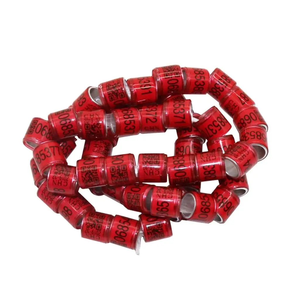 red 50 шт., кольца для голубей, цифровое кольцо для ног для птиц, попугай, голубь, ножные кольца, принадлежности, аксессуары, инструмент для обучения птиц - Цвет: red