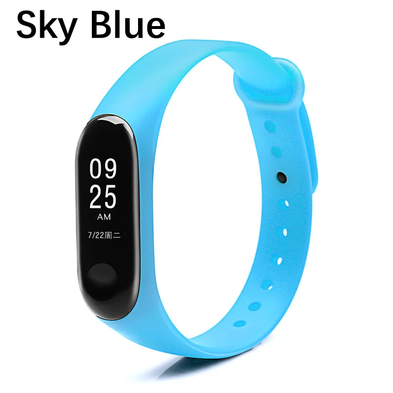 Sky blue BOORUI Новое поступление mi Band 3 ремешок mi band 3 Силиконовый ремешок для xiaomi mi 3 браслет сменный Браслет Смарт-браслет аксессуары - Цвет: Sky blue