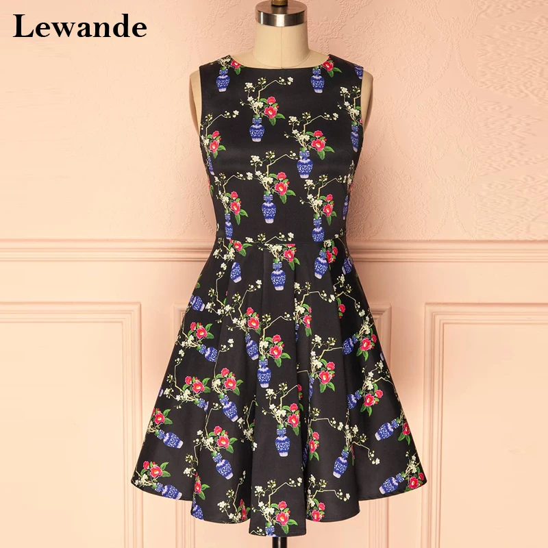 Lewande подростков милые Цветочный принт Короткие Homecoming платье подружки невесты