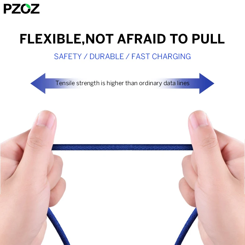 Pzoz Быстрая зарядка Micro USB Кабель нейлоновый шнур MicroUSB 2A Android Micro-USB 1 м 2 м 2 м 3 М Micro USB кабель зарядного устройства красный для Samsung