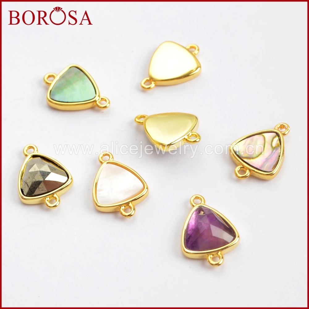 BOROSA 10 шт. 12x12 мм треугольные многоцветные граненые камни позолоченные