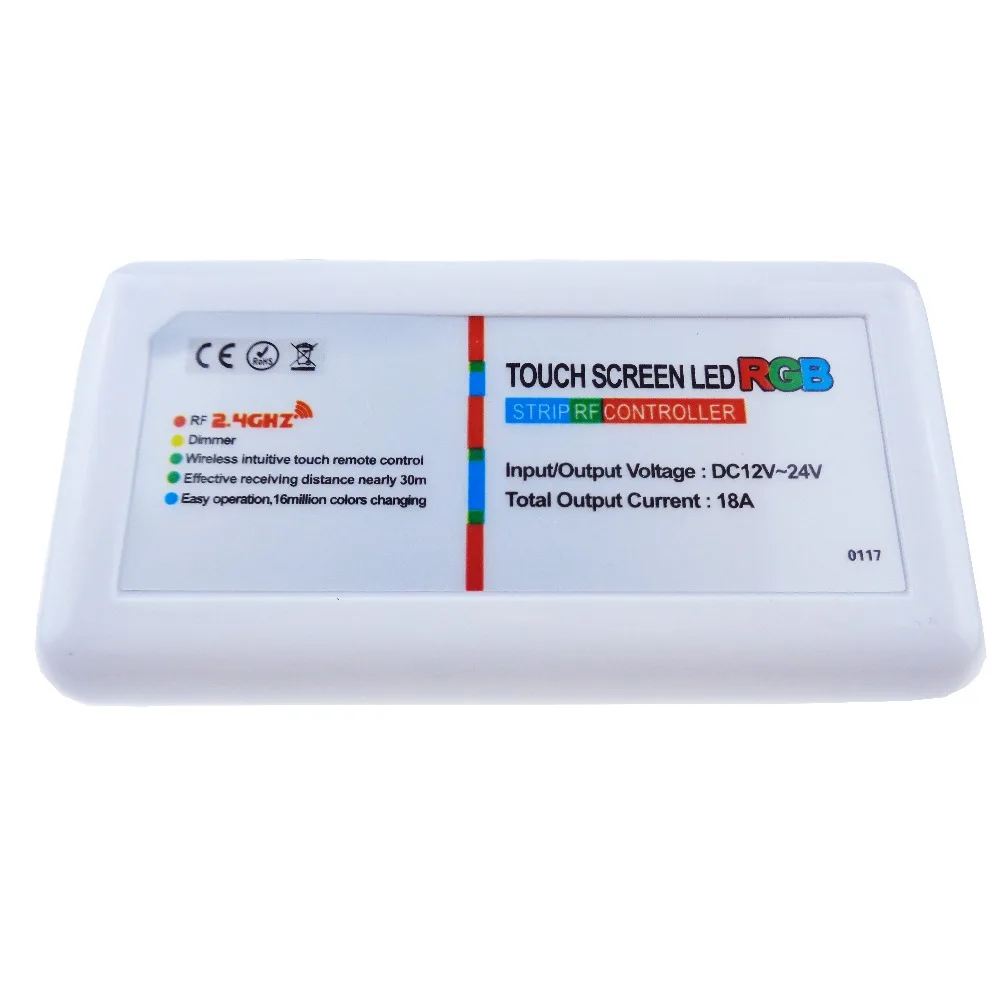 DC 12V 24V RGB Led Controller 2.4G RF Touch Screen Remote Control 18A per Channel for smd 5050 3528 5630 led rgb strip Light | Лампы и