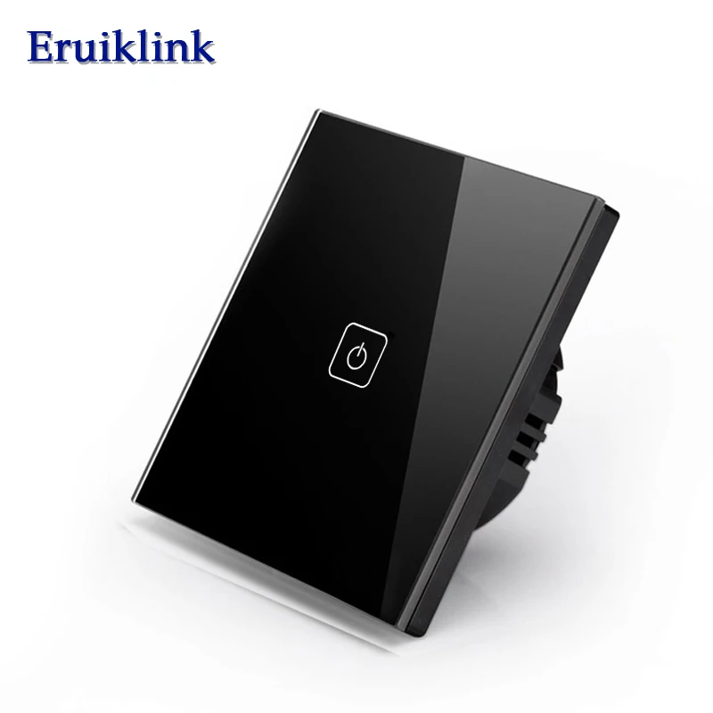 Eruiklink Стандартный Переключатель ЕС настенный сенсорный выключатель Роскошный белый кристалл стекло, 1 банда 1 способ переключатель, AC110-250 сенсорный Lichtschalter