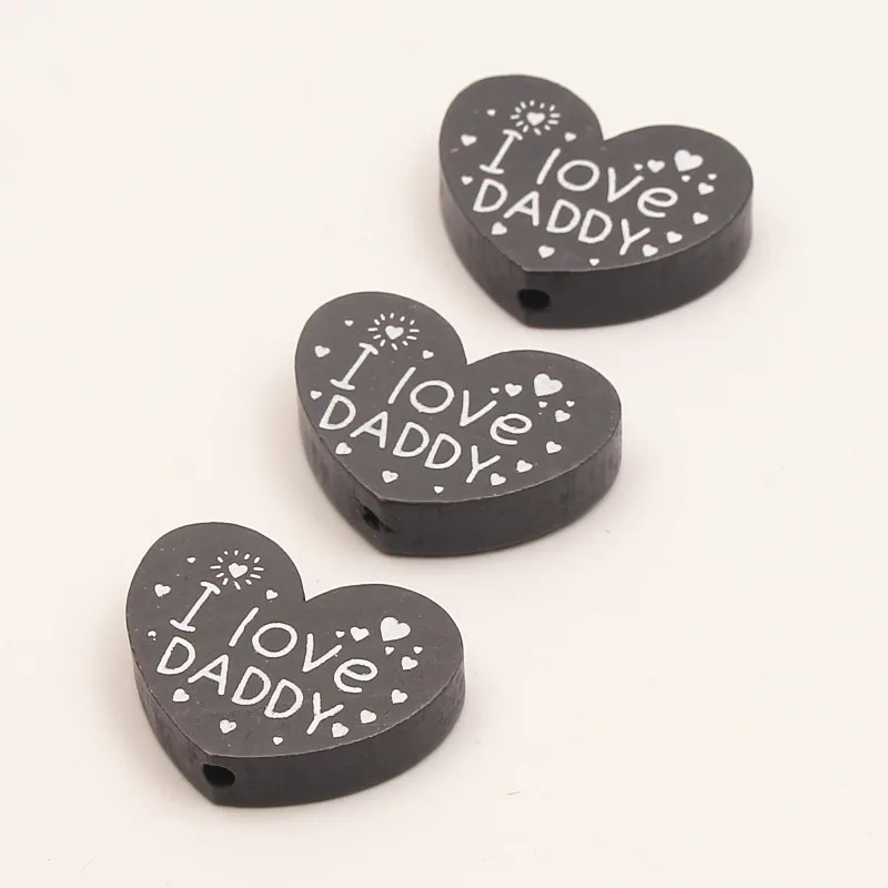 10 шт. 23*29 мм(I Love DADDY) деревянные бусины в форме сердца из натурального дерева для изготовления украшений вручную своими руками для детских ювелирных изделий