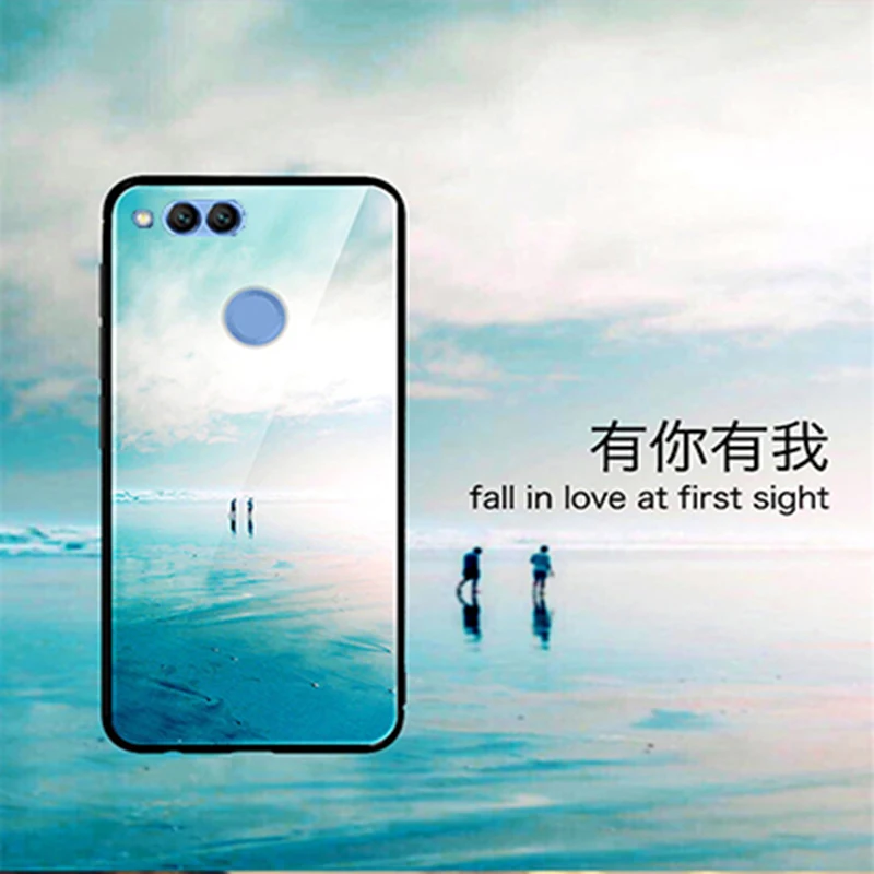 Чехол из закаленного стекла для Huawei Honor 7X Защитные чехлы Honor7X стеклянный чехол 7 X