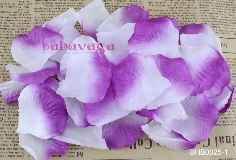 100 шт много цветов Искусственные сушеные лепестки цветов листья вечерние свадебные принадлежности - Цвет: White Purple