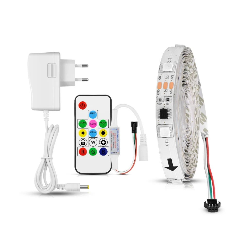 1-5 м 30 светодио дный s/m Мечта Цвет WS2811 IC Пиксели RGB 5050 программируемые адресуемых 12 В светодио дный кабинет свет ленты лампы ТВ украшения