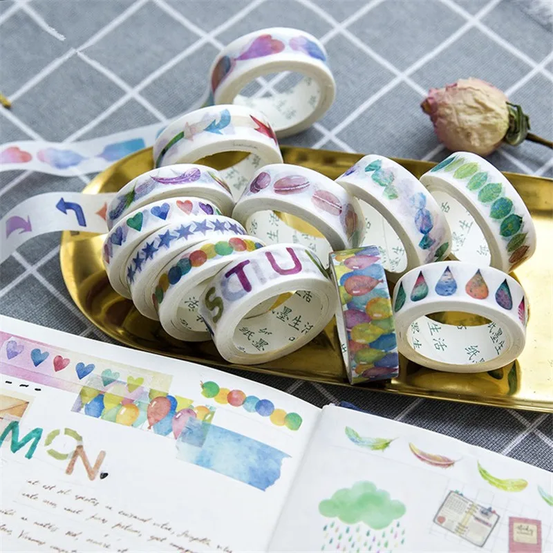 1,0/1,5 см* 7 м шар Радуга Washi лента для художественного оформления ногтей, ручная работа Скрапбукинг планировщик изоляционная лента клейкая лента kawaii Канцелярские