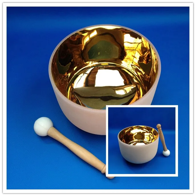 Поющая чаша из кварцевого кристалла с цветком жизни 24 каратное золото 8 дюймов F