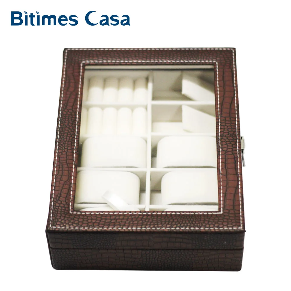 Коробка для часов 10 сетки PU кожа высокого качества часы Дисплей хранения и